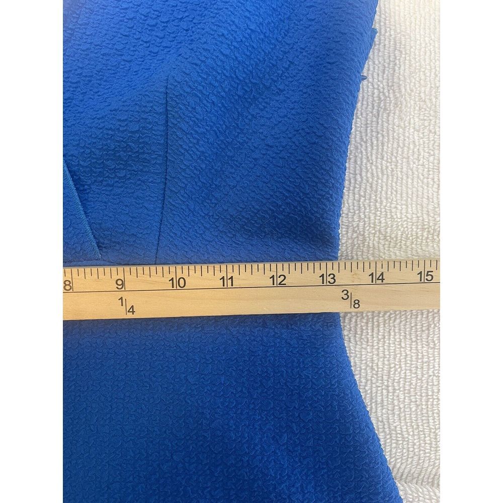 Sandro‎ Paris V Neck Fit To Flare Ruffle Dress Bright Blue Textured Size 1 NWT - Picture 12 of 16